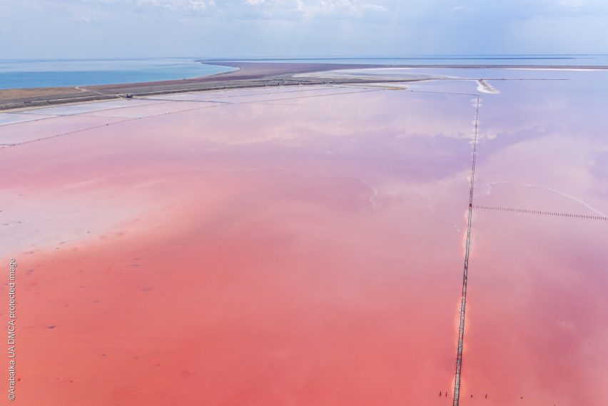Панорамный вид розового озера
